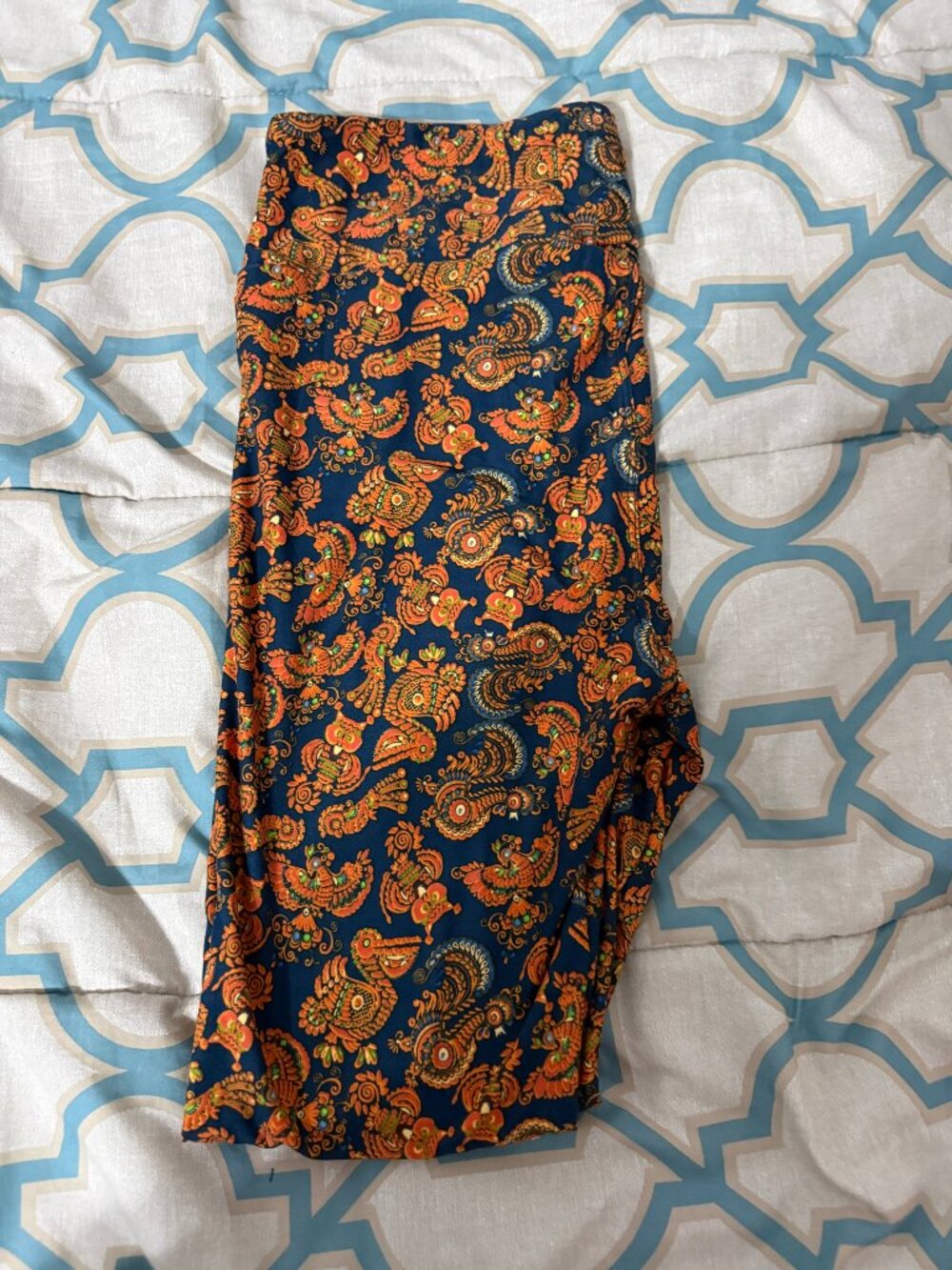 NWOT LuLaRoe Navy Orange Owl Paisley Leggings Tall & Curvy 💙